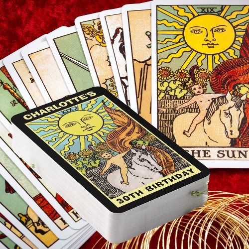 The Sun  30th Birthday Party  Name  Photo Black Tarot Cards