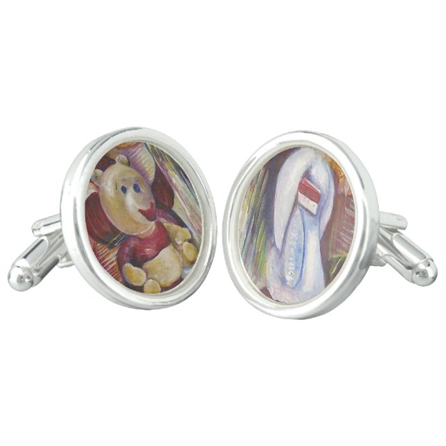 The Sun and Moon Pink Balloon, Singapore Cufflinks (Angled)