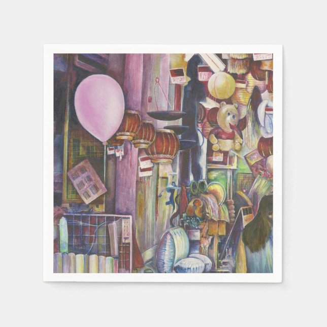 The sun and Moon Pink Balloon, Singapore Napkins (Front)