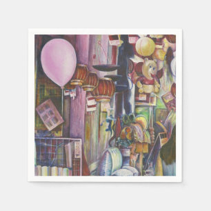 The sun and Moon Pink Balloon, Singapore Napkins