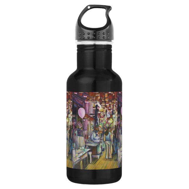 The Sun and Moon Pink Balloon, Singapore Water Bottle (Front)