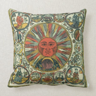The Sun and the Zodiac, Russian, late 18th century Throw Pillow