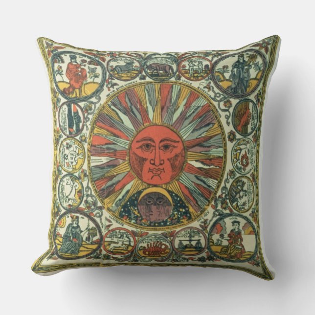 The Sun and the Zodiac, Russian, late 18th century Throw Pillow (Front)