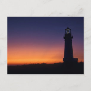The sun ball drops down on the colorful horizon postcard