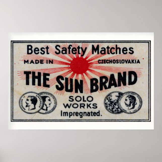 The Sun Brand - Matchbox Print - Czech Wall Art (Front)