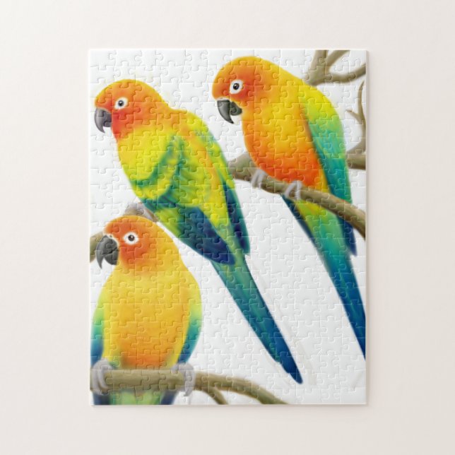 The Sun Conure Parrots Puzzle (Vertical)