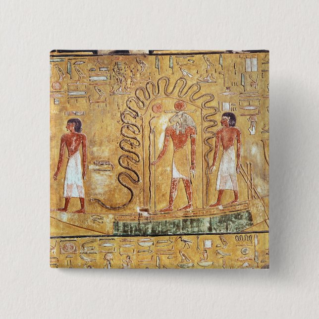 The sun god Ra in his solar barque Button (Front)