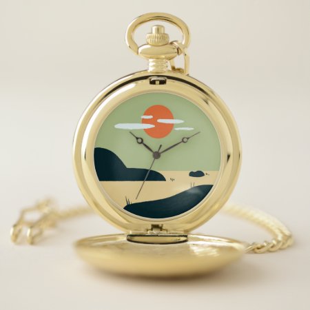 The Sun In Clouds Pocket Watch