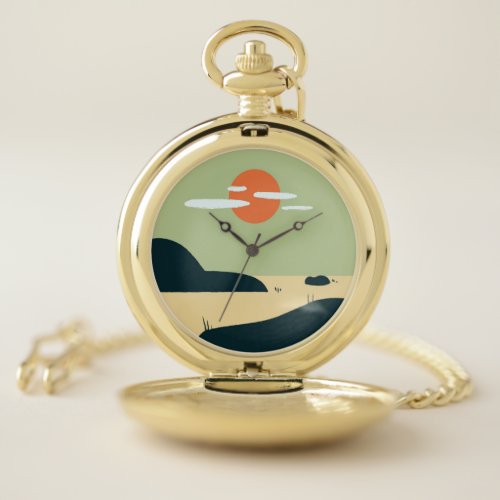 The sun in clouds pocket watch