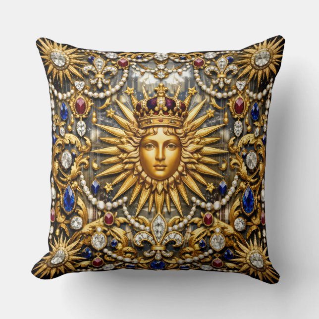 The Sun King Versailles French ornate Throw Pillow (Front)