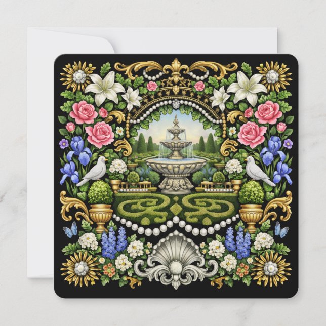 The Sun King Versailles Inspired Garden  Invitation (Front)