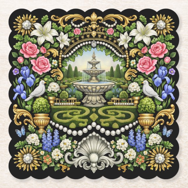 The Sun King Versailles Inspired Garden  Paper Coaster (Front)