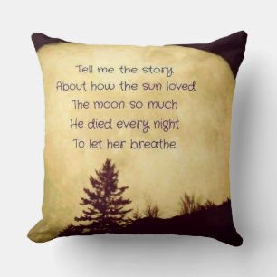 The Sun Loves The Moon Typographic Throw Pillow
