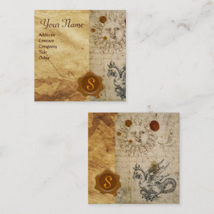 THE SUN ,MOON AND BASILISK BROWN WAX SEAL Monogram Square Business Card