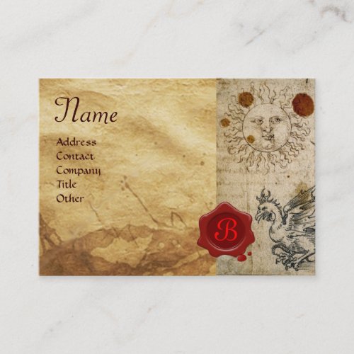 THE SUN  MOON AND BASILISK RED WAX SEAL Monogram Business Card