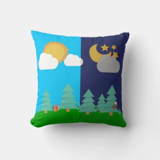 The Sun & Moon in the woods Throw Pillow