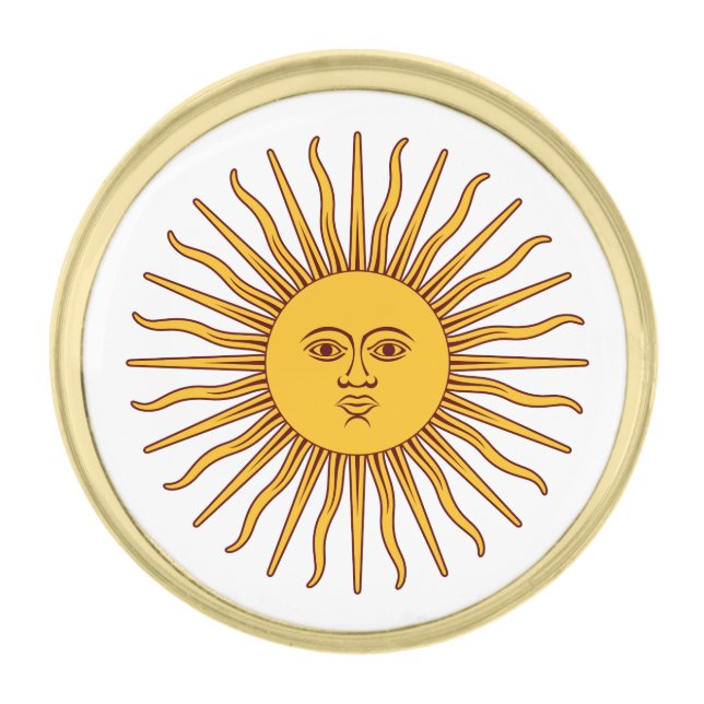 THE SUN OF MAY (Sol De Mayo) ~ Gold Finish Lapel Pin (Front)