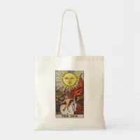 Floral Tote Bag Aesthetic, Moon Reusable Grocery Bag, Large Tarot