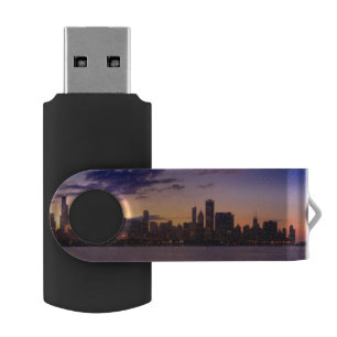 The sun sets over the Chicago skyline Flash Drive