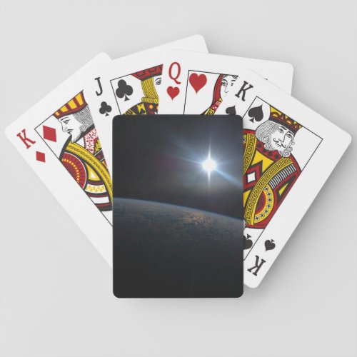 The Sun Setting Over Earths Horizon Playing Cards