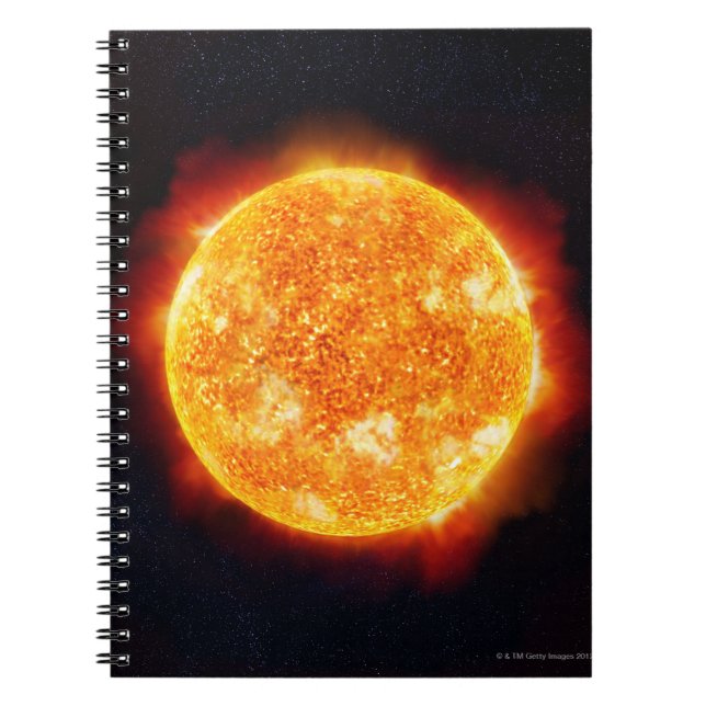 The Sun showing solar flares against a star Notebook (Front)