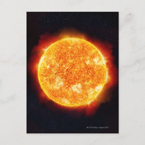 The Sun showing solar flares against a star Postcard