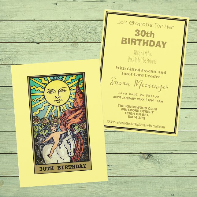 The Sun Tarot Card 30th Birthday Party Invitation (Front And Back)