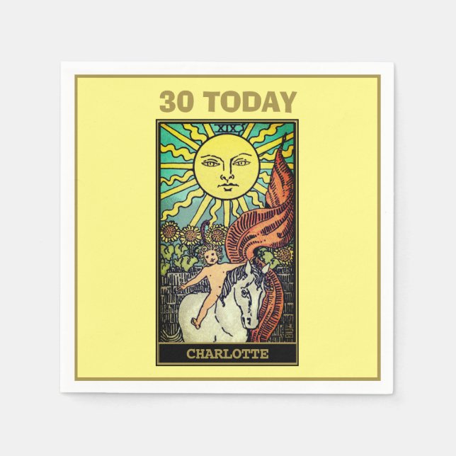 The Sun Tarot Card 30th Birthday Party Napkins (Front)