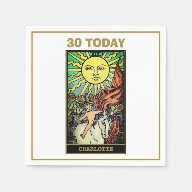 The Sun Tarot Card 30th Birthday White Party Napkins (Front)