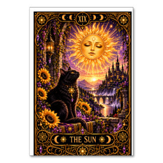The Sun Tarot Card Black Cat Gothic Tapestry