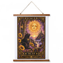 The Sun Tarot Card Black Cat Gothic Tapestry