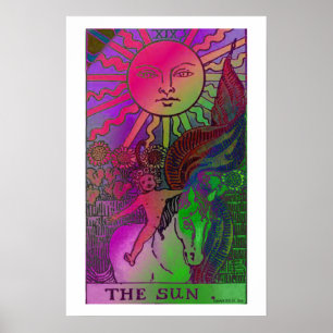 The Sun Tarot Card Psychedelic Poster