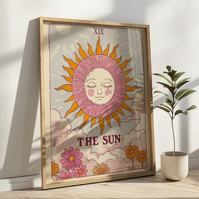 The Sun Tarot Card Retro Art Print (Creator Uploaded)