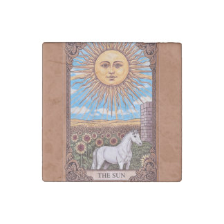 The Sun Tarot card Stone Magnet