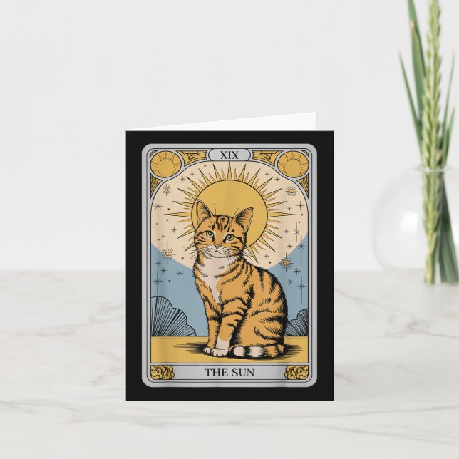 The Sun Tarot Cat – Mystical Orange Tabby With Pos Card (Front)