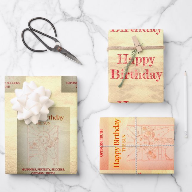 "The Sun” Tarot Me Birthday Wrapping Paper Sheets (Front)