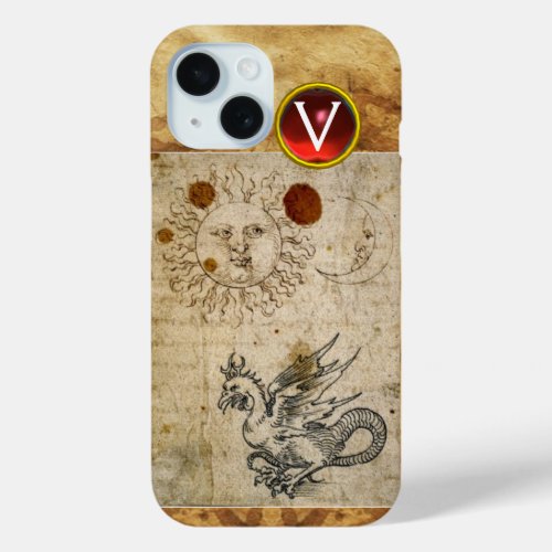 THE SUN THE MOON AND BASILISK PARCHMENT Monogram iPhone 15 Case