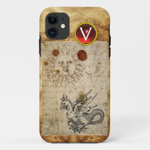 THE SUN THE MOON AND BASILISK PARCHMENT Monogram iPhone 11 Case