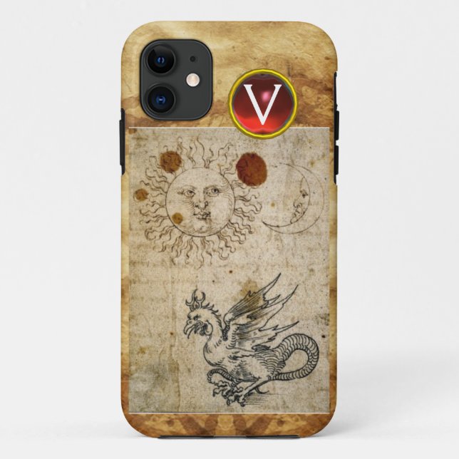 THE SUN THE MOON AND BASILISK PARCHMENT Monogram Case-Mate iPhone Case (Back)