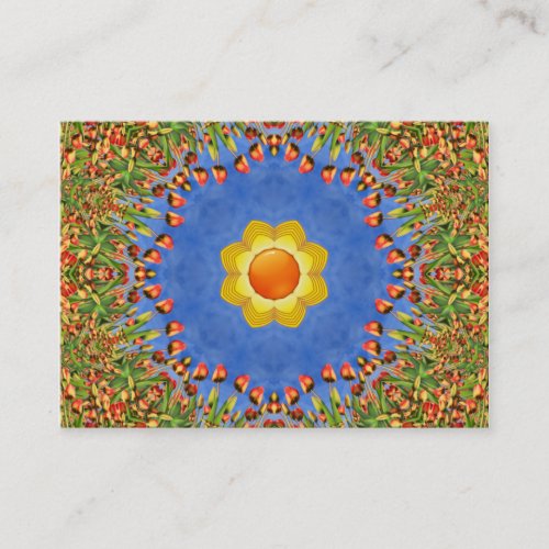 The Sun Vintage Orange Yellow Blue Kaleidoscope Business Card