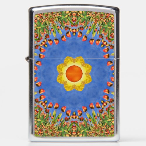 The Sun Vintage Orange Yellow Blue Kaleidoscope Zippo Lighter