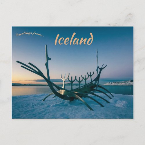 The Sun Voyager Solfar Sculpture Reykjavik Iceland Postcard