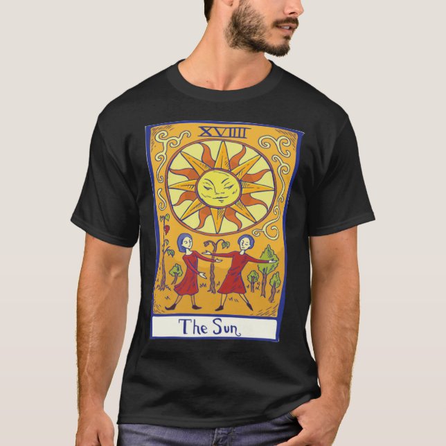 The Sun XVIIII Tarot Card Gothic Wiccan Witch T-Shirt (Front)