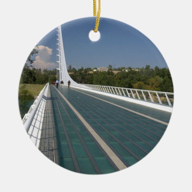 The Sundial Bridge at Turtle Bay Ceramic Ornament (Front)