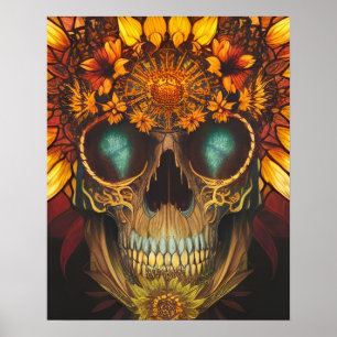 The Sunflower Skull Fantasy Art Print