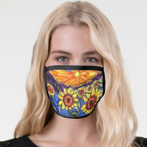 The Sunflowers at Sunset Face Mask