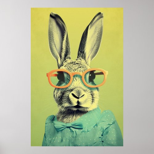 The Sunglasses Bunny A Retro Icon for Your Home Poster