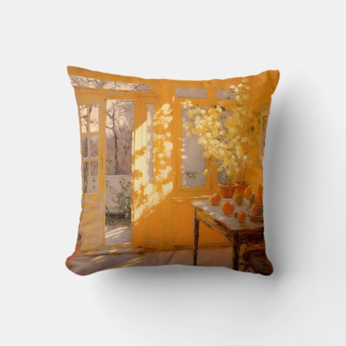 The Sunlit Room Oil Painting Art Throw Pillow