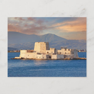 The sunset at the castle of Bourtzi of Nafplio Postcard