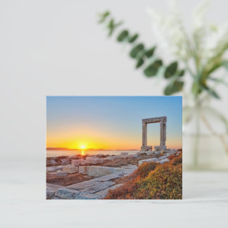 The sunset from Portara in Chora of Naxos island Postcard